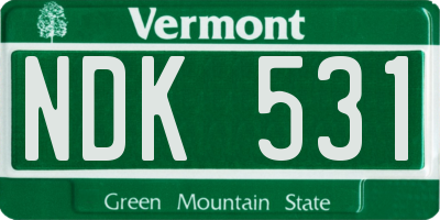 VT license plate NDK531