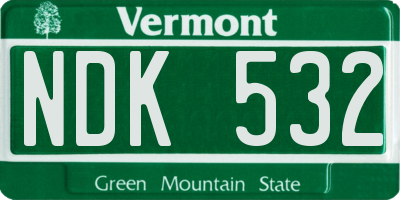 VT license plate NDK532