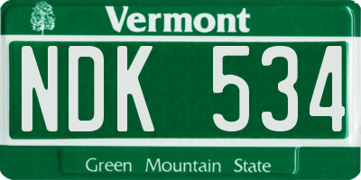 VT license plate NDK534