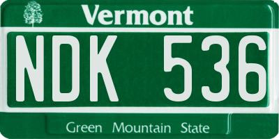 VT license plate NDK536