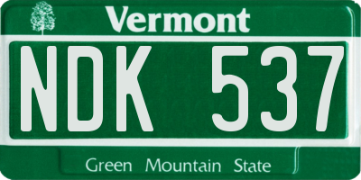 VT license plate NDK537