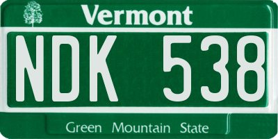 VT license plate NDK538