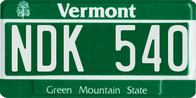 VT license plate NDK540