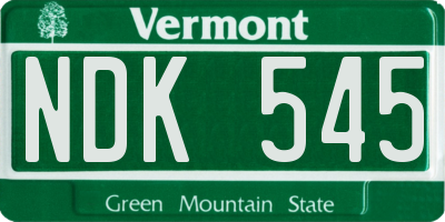 VT license plate NDK545