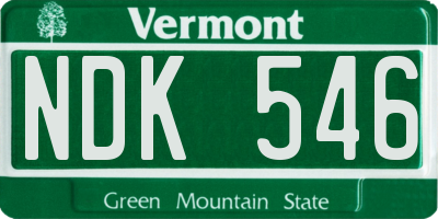VT license plate NDK546