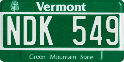 VT license plate NDK549
