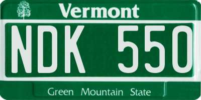 VT license plate NDK550