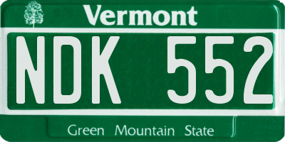 VT license plate NDK552