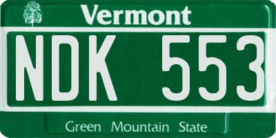 VT license plate NDK553