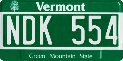 VT license plate NDK554