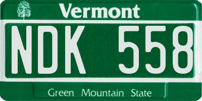 VT license plate NDK558