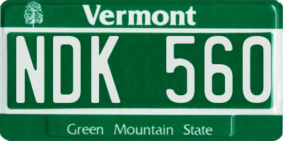 VT license plate NDK560
