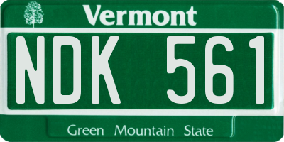 VT license plate NDK561