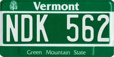 VT license plate NDK562