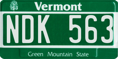 VT license plate NDK563