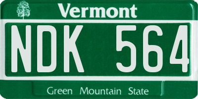VT license plate NDK564