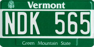VT license plate NDK565