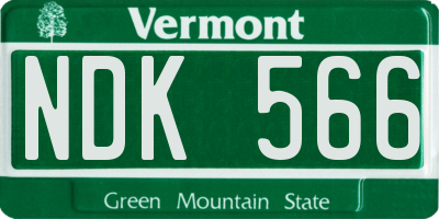 VT license plate NDK566