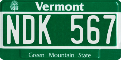 VT license plate NDK567