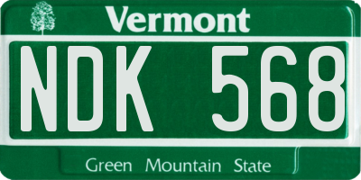 VT license plate NDK568