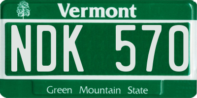 VT license plate NDK570