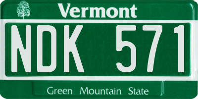 VT license plate NDK571