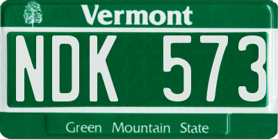 VT license plate NDK573