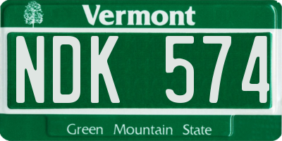 VT license plate NDK574