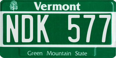 VT license plate NDK577
