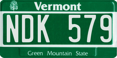 VT license plate NDK579