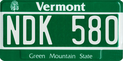 VT license plate NDK580