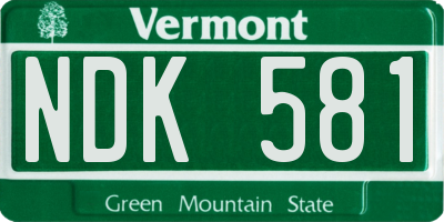 VT license plate NDK581