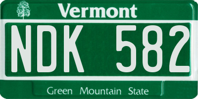 VT license plate NDK582