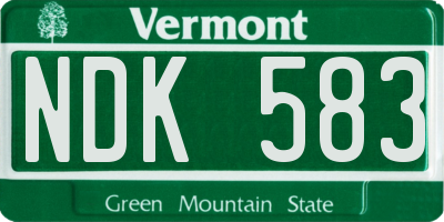 VT license plate NDK583
