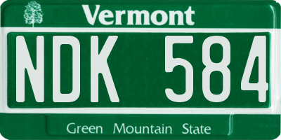 VT license plate NDK584