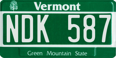 VT license plate NDK587