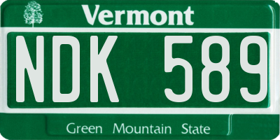 VT license plate NDK589