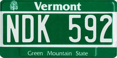 VT license plate NDK592