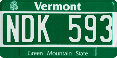 VT license plate NDK593