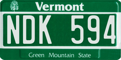 VT license plate NDK594