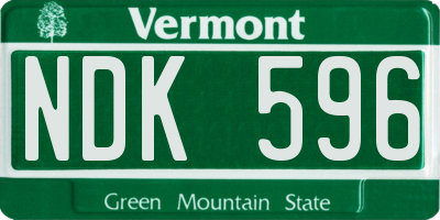 VT license plate NDK596