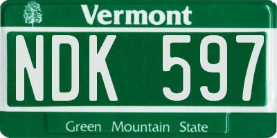 VT license plate NDK597