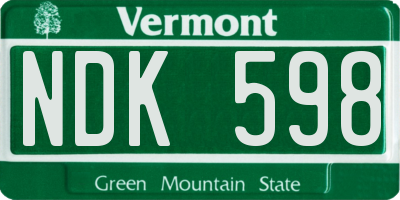 VT license plate NDK598