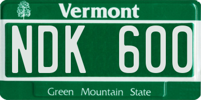 VT license plate NDK600