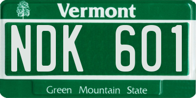 VT license plate NDK601