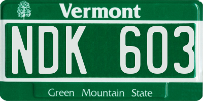 VT license plate NDK603