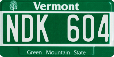 VT license plate NDK604