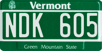 VT license plate NDK605
