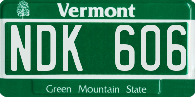 VT license plate NDK606