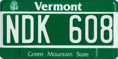 VT license plate NDK608